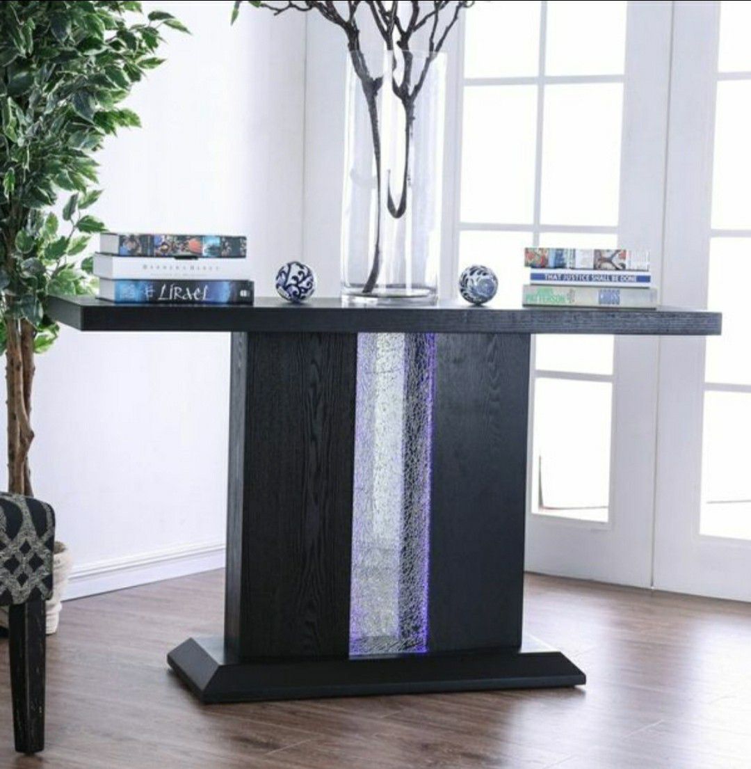 Contemporary Black Console Table with LED Lights
