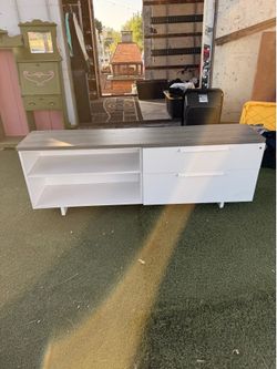 White and Grey Media Console - Office or Home Entertainment Center - Heavy Commercial Quality - File