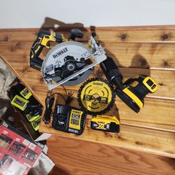 Dewalt 20V Circular Saw, Orbital Sander, Battery, Charger