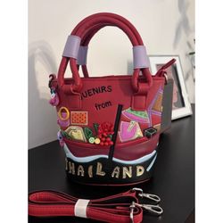 New Fashion Patchwork Embroidered Bucket Bag for Women, 3D Design Versatile Crossbody Shoulder Handbag