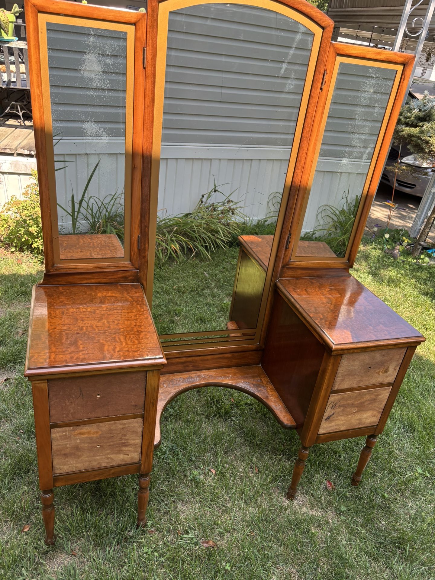 Burl Wood Vanity Antique