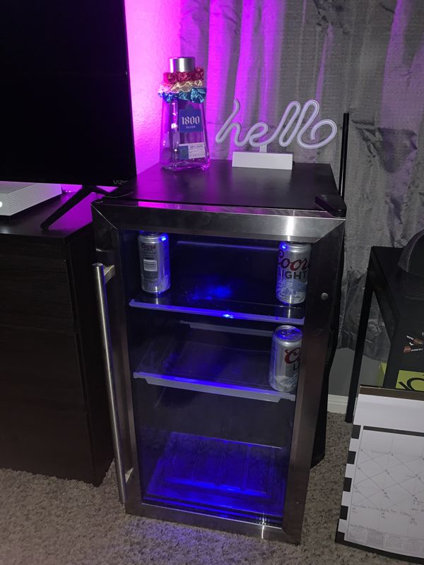 Mini fridge with blue light for Sale in SIENNA PLANT, TX OfferUp