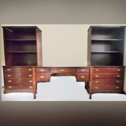 Home Office 3 piece Set with Desk and 2 Lateral File Cabinets with Hutch / bookshelf