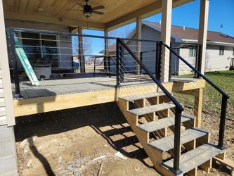 Modern Cable Railing System – Black Posts & Stainless Steel Cables