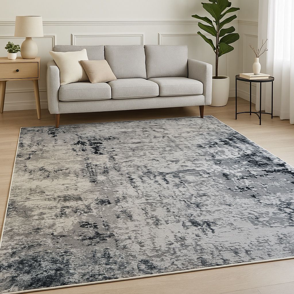 8x10 Gray Black Abstract Modern Abstract Area Rug