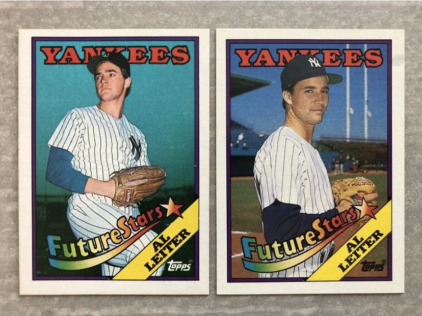 (2) 1988 Topps Al Leiter New York Yankees Rare Error & Corrected Rookie Card #18
