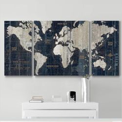 Old world map canvas, wall, art