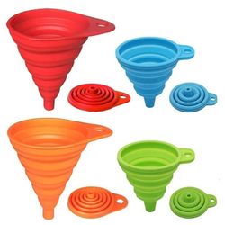 Set Of 4 New Silicone Collapsible Small Funnels
