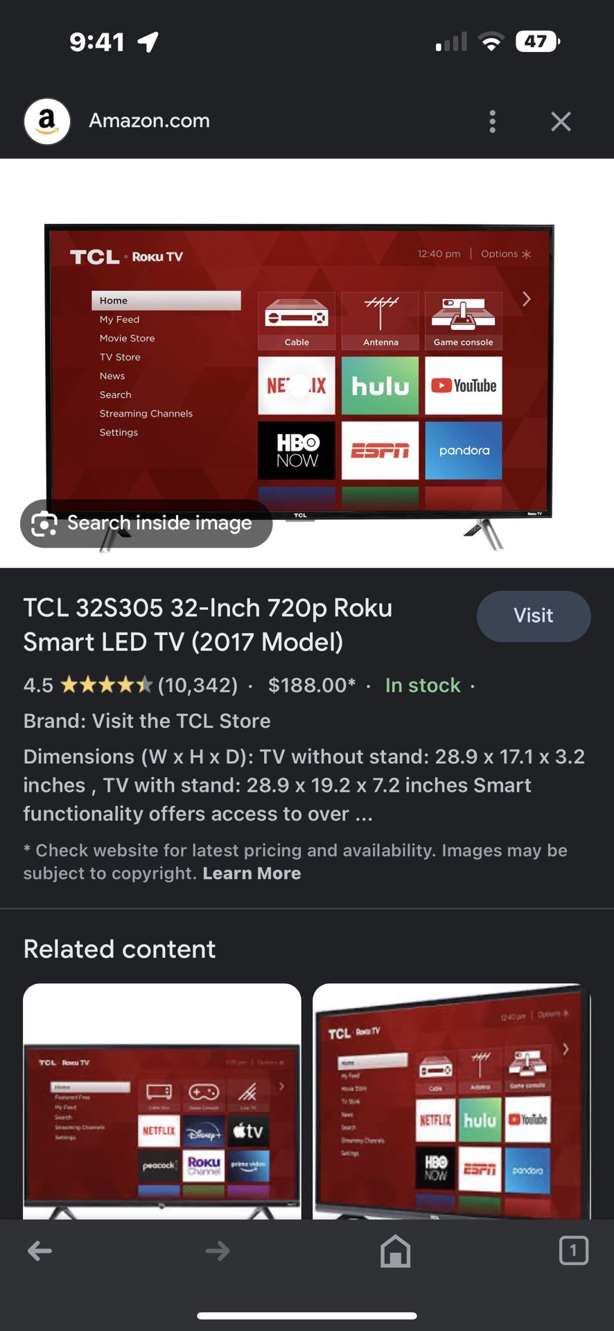 32” Roku Tv TCL