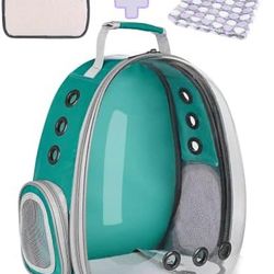 Pet Carrier Backpack, Bubble Backpack Carrier, Cats and Puppies,Airline-Approved, Designed for Travel, Hiking, Walking & Outdoor Use (Green-Front Expa