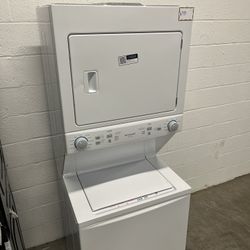 White Frigidaire Stackable Washer Dryer Combo Quiet Pack