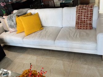 Large white Italian leather sofa from Scan Design