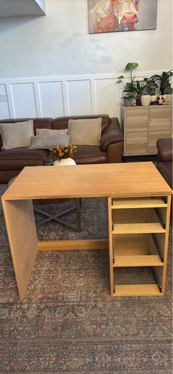 Pine wood desk with 4 drawers