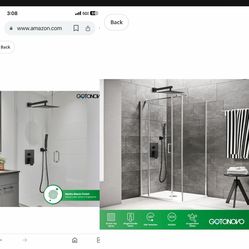 gotonovo Rainfall Bathroom Shower System Rain Shower Head and Handle Set Wall Mounted Shower Complete Combo Solid Brass Pressure 10” Black C2