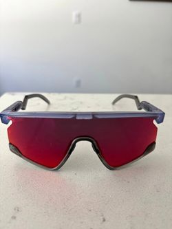 Oakley BXTR Sport Sunglasses - Translucent Grey Frame, Red Mirrored Lens, with Oakley Case