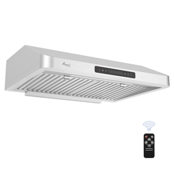 [Refurbished-A] Awoco RH-UC7-30 30" Under Cabinet Range Hood - 7" High, 6"/7"/8" Round Top Vent, 900 CFM, 6-Speed, Gesture Control, Remote, 5 Vent Opt