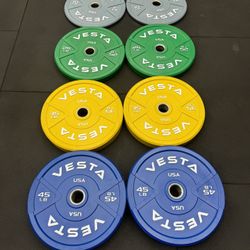 Vesta Color Bumper Plates | 230lbs set | Fitness | Gym | Weights | 2inch holes | New in boxes 