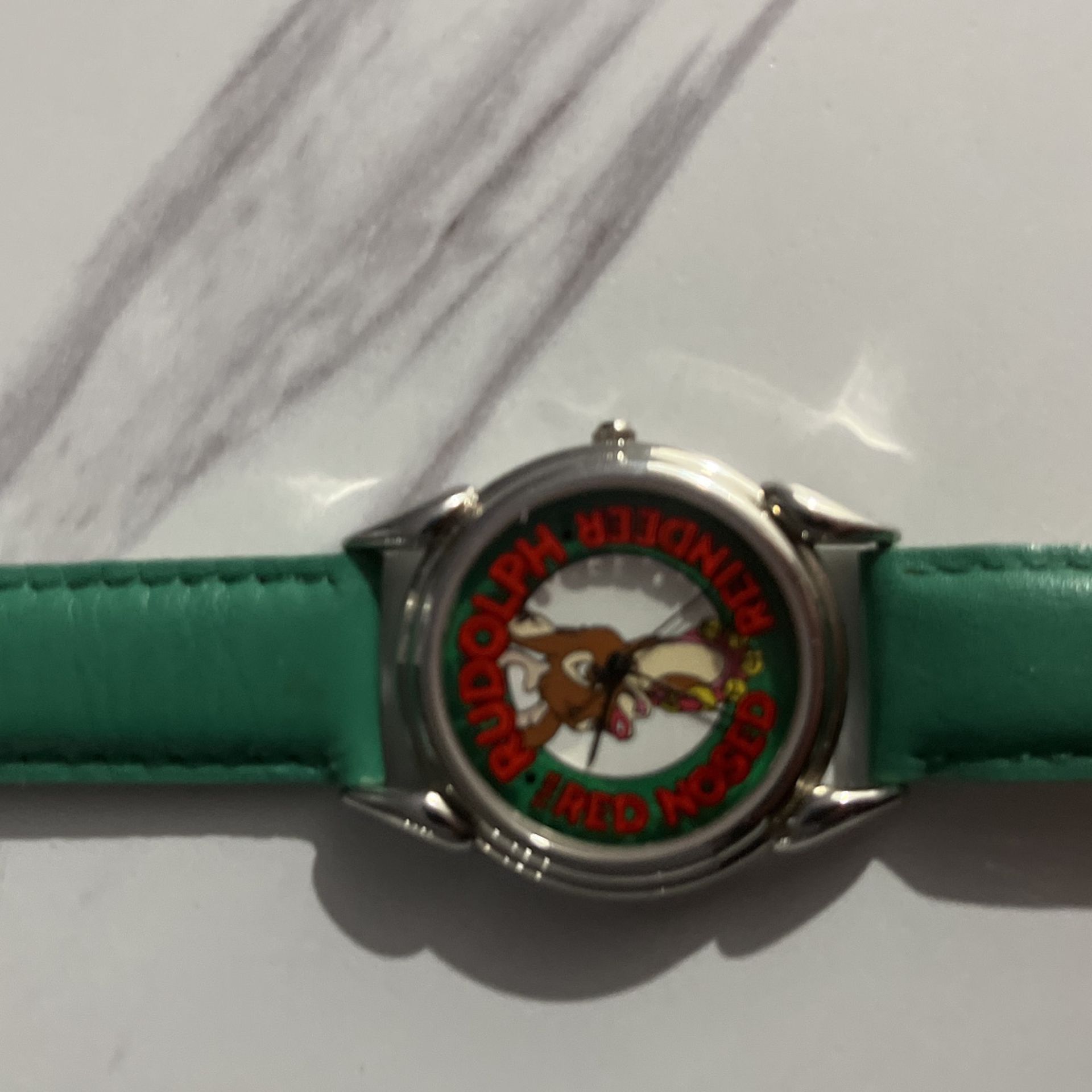 Gift Idea! RUDOLPH Red Nosed Reindeer Christmas Watch genuine Leather Strap ! Unisex