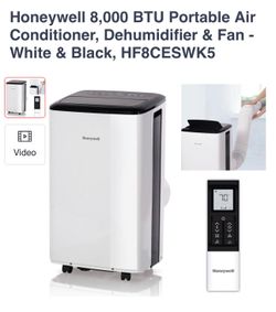 Honeywell 8,000 BTU Portable Air Conditioner, Dehumidifier & Fan - White & Black, HF8CESWK5