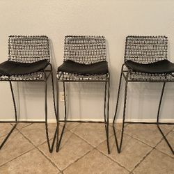 Crate & Barrel Metal Barstool Set 