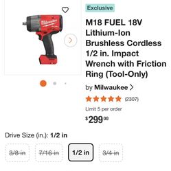 M18 Fuel 18v 1/2 In Impact Wrench Tool