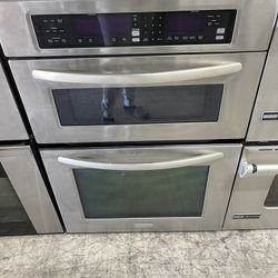 Kitchen Aid 30” Microwave Oven Combo In Stainless Steel Used