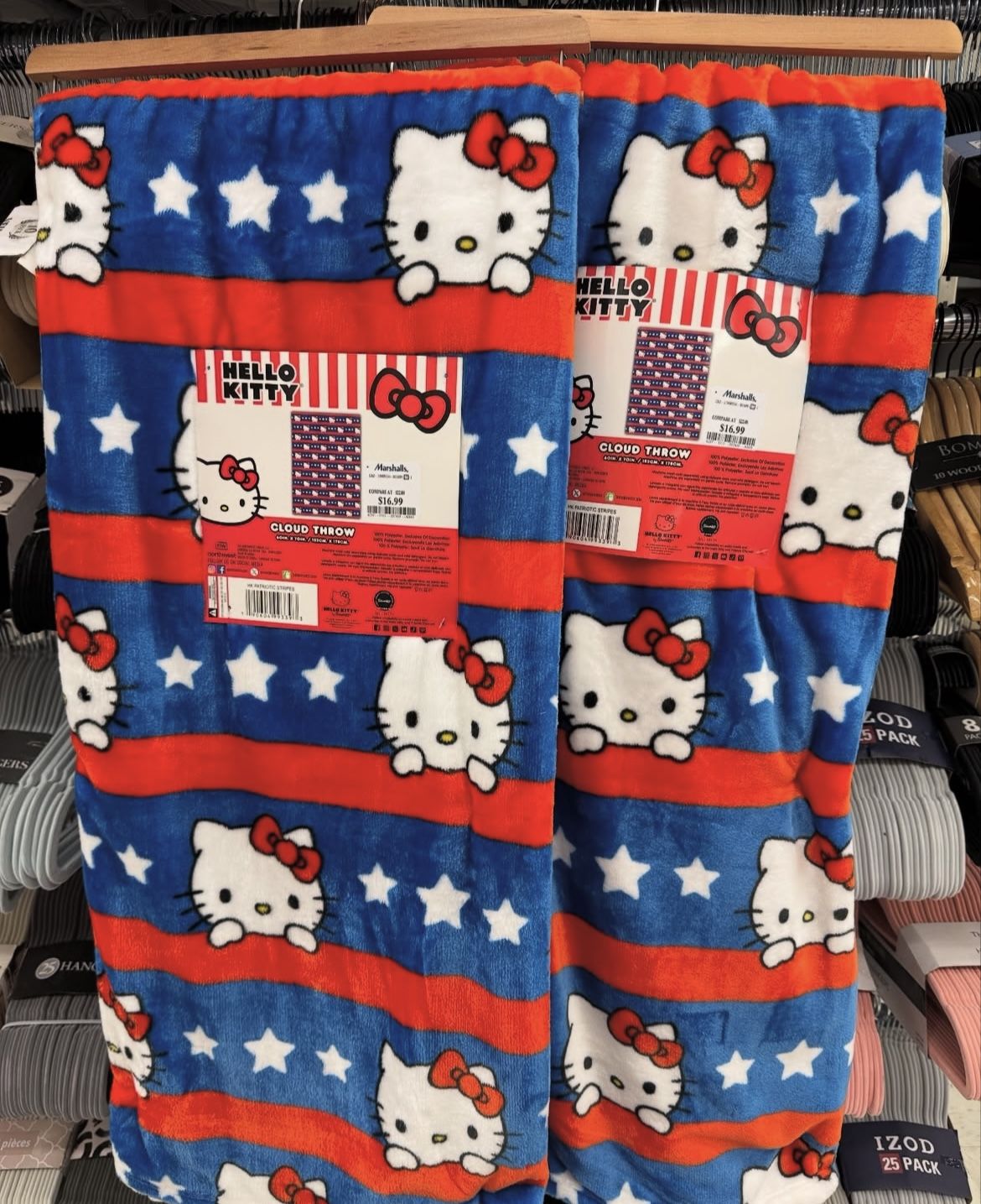 Hello Kitty Patriotic Blanket NWT