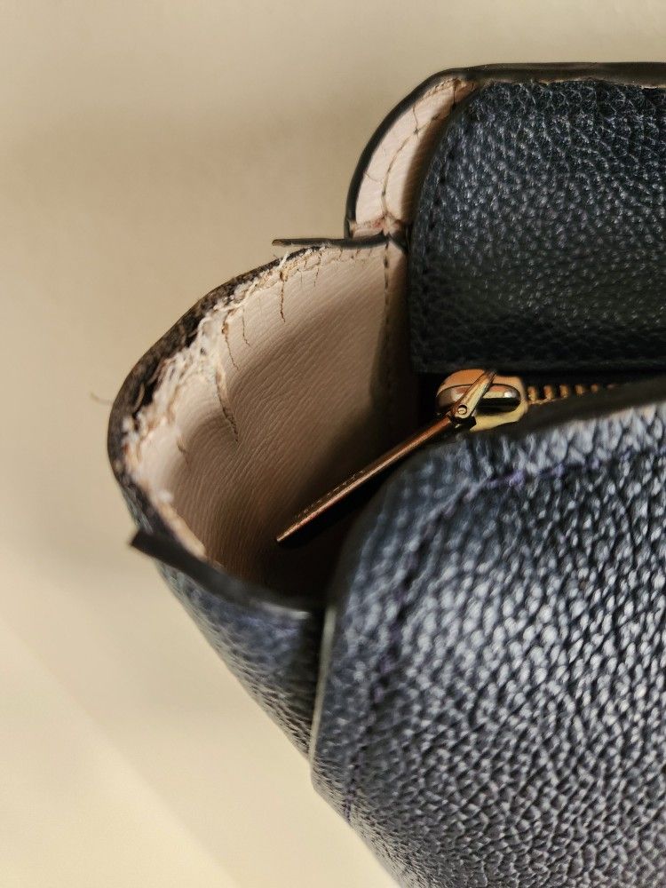 Kate Spade Margaux Parisian Navy Leather Large Tote With Bag Charm