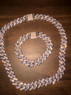 Blue And White Cuban Link