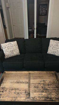 Dark Gray Fabric 3-Seat Sofa