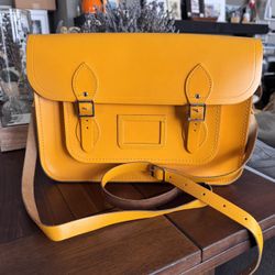 CAMBRIDGE SATCHEL CO. MUSTARD MATTE YELLOW LEATHER WOMENS LEATHER SATCHEL BAG