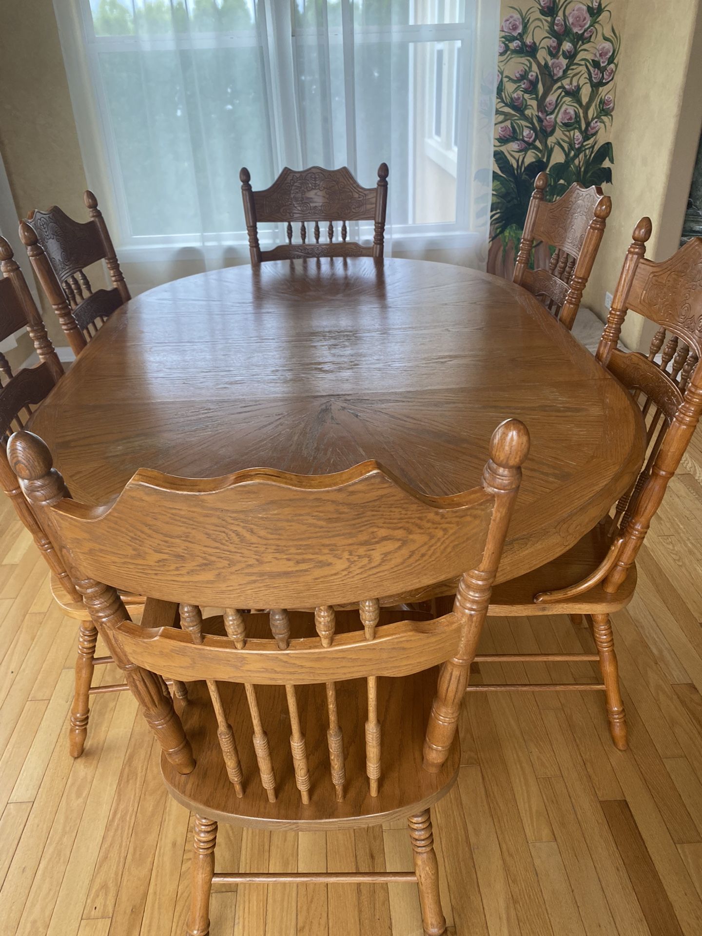 Wood Tables and 6 Chairs