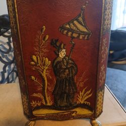 20th Century Red Chinoiserie Waste Bin