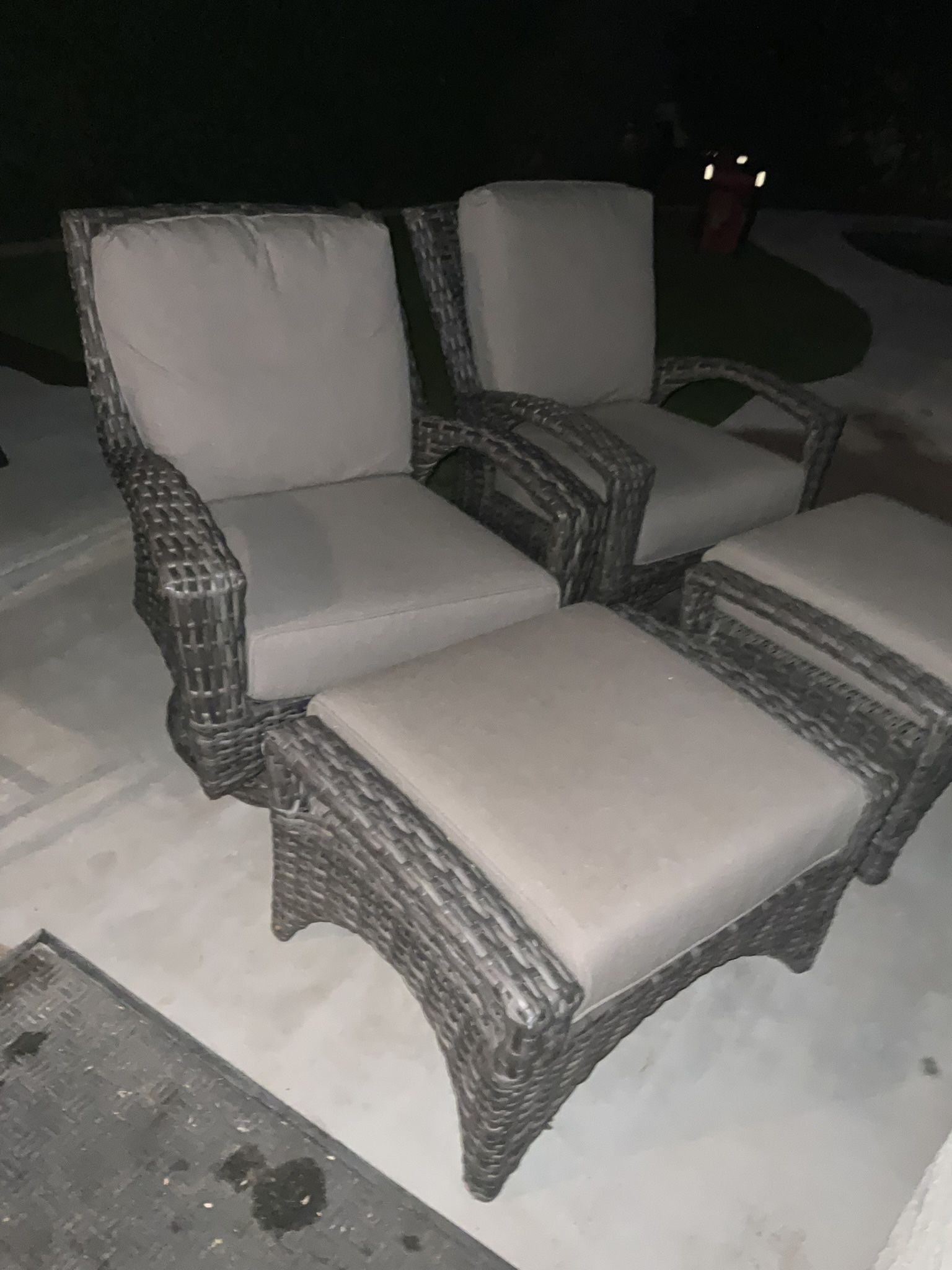 Patio Weatherproof Chairs And Ottomans X2