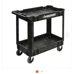 Husky 2-Tier Plastic 4-Wheeled Service Cart 