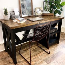 Custom farmhouse Office Desk Study Filling Cabinet Solid Wood Modern Rustic Office File Writing Restoration Hardware Insp Carpenter Bookcase