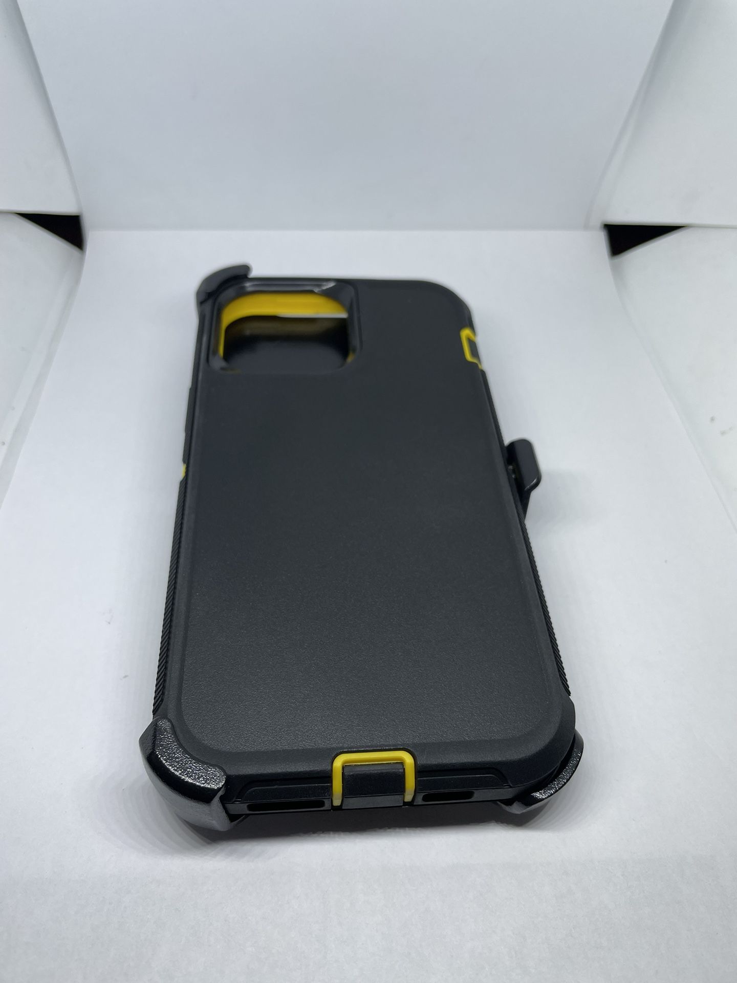 For iPhone 13 Pro Max Yellow / Black Case With Belt Clip Case Holster