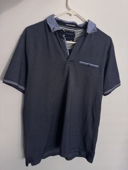 Men’s Denim & Flower Blue Gray Button Up Size Medium