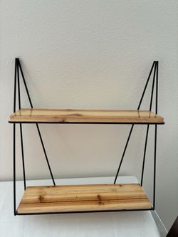 Wall shelf Pine/Black Metal