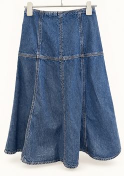 Madewell Denim Drop Waist Midi Skirt Size 25 McKinney Wash NWT