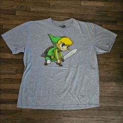 THE LEGEND OF ZELDA TOON LINK HUNCHED BATTLE POSED 2XL SIZE GREY T-SHIRT