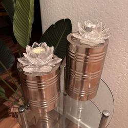 2 In Silver Finish Candle Holders Or Home Decor Accent