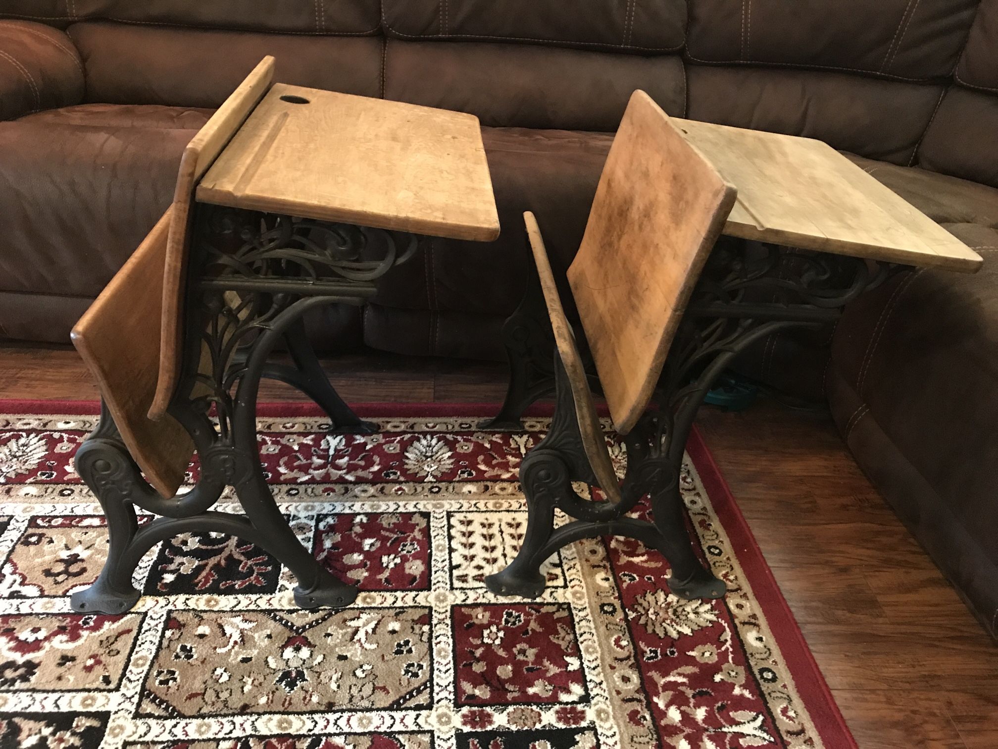 Antique School Desks Sequentially Numbered