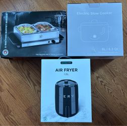1.8 L Air Fryer, 6.3 quart Slow Cooker and Two Section Buffet Server