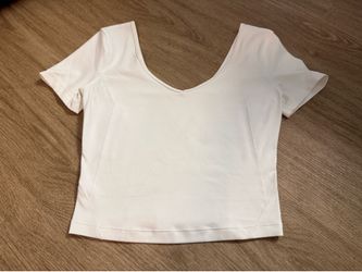 Never worn Lululemon White V-Neck Short Sleeve Crop Top size 4
