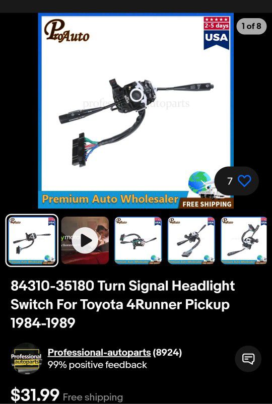 Turn Signal Headlight
Switch For Toyota 4Runner Pickup
