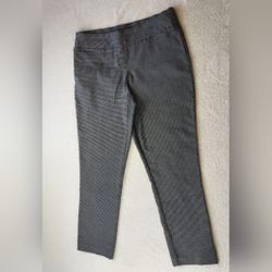 Hilary Radley Pull-On Pants Black/White Squared Print Women's Size 16