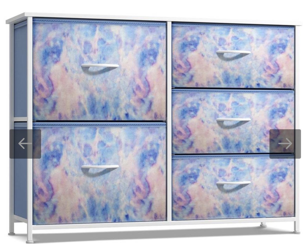 NEW Sorbus 5-Drawer Storage Dresser In Tie Dye Blue