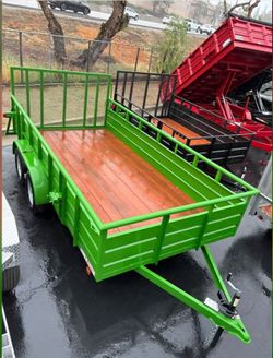 2025 Carson 7x14 Landscape Trailer 7K Utility Trailer JD Green Dual Axle Ramp Gate Wrap Tongue Financing $5,252 Work Ready