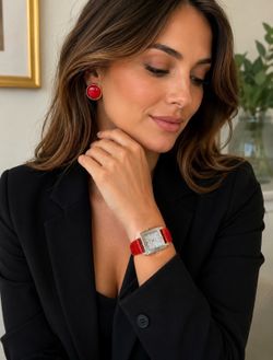 Woman’s wrist  watch with matching earrings